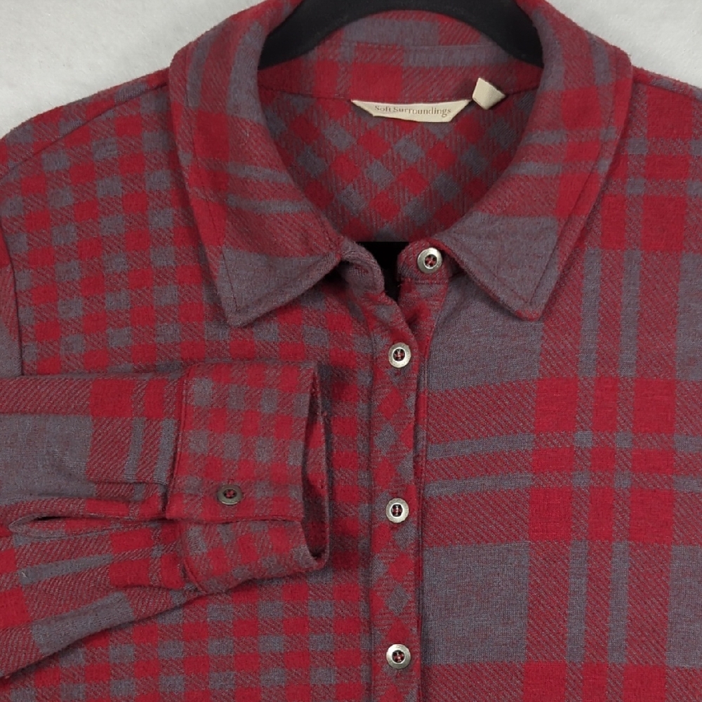 Soft Surroundings Paramour Long Sleeve Fleece Button-up Tunic Top‎ Women's 1X